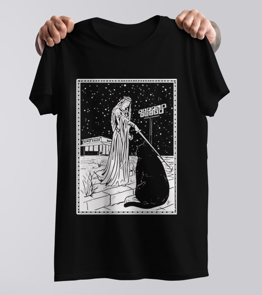 Medieval Cat Tarot Waffle House The Hermit T-Shirt