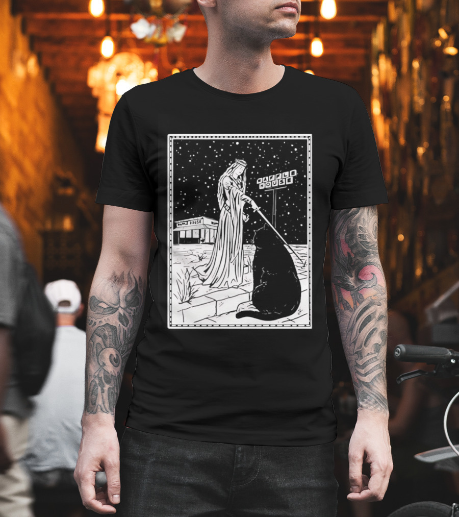 Medieval Cat Tarot Waffle House The Hermit T-Shirt