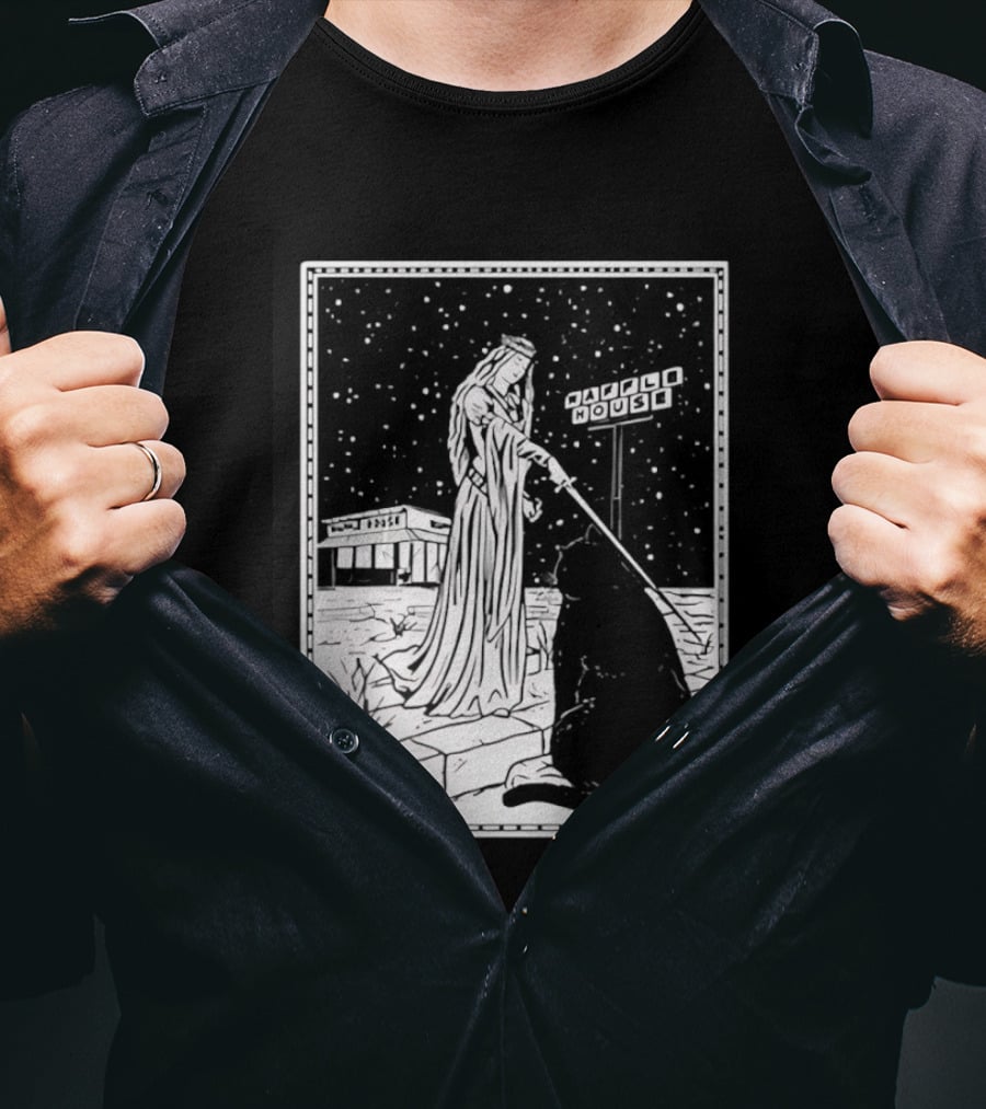Medieval Cat Tarot Waffle House The Hermit T-Shirt