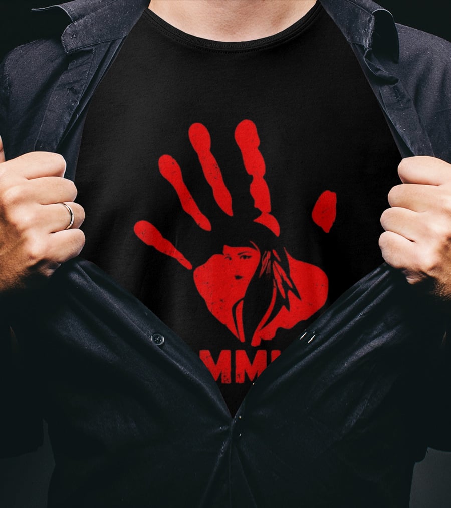 MMIW Red Handprint Symbol For Missing Murdered Indigenous Women Awareness T-Shirt