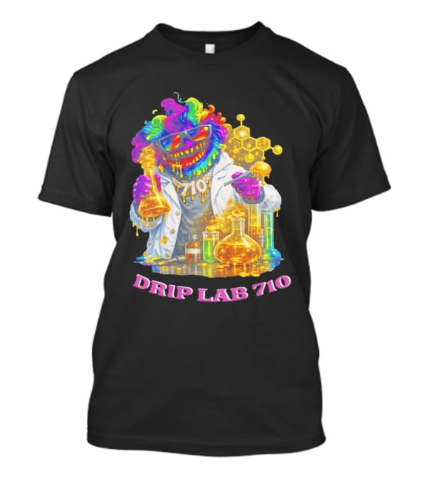 Drip Lab 710 Psychedelic Monster Chemist With Colorful Beakers T-Shirt