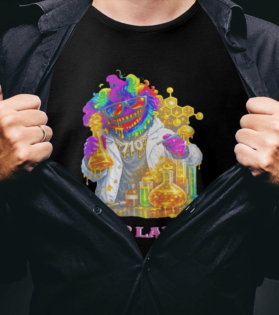 Drip Lab 710 Psychedelic Monster Chemist With Colorful Beakers T-Shirt