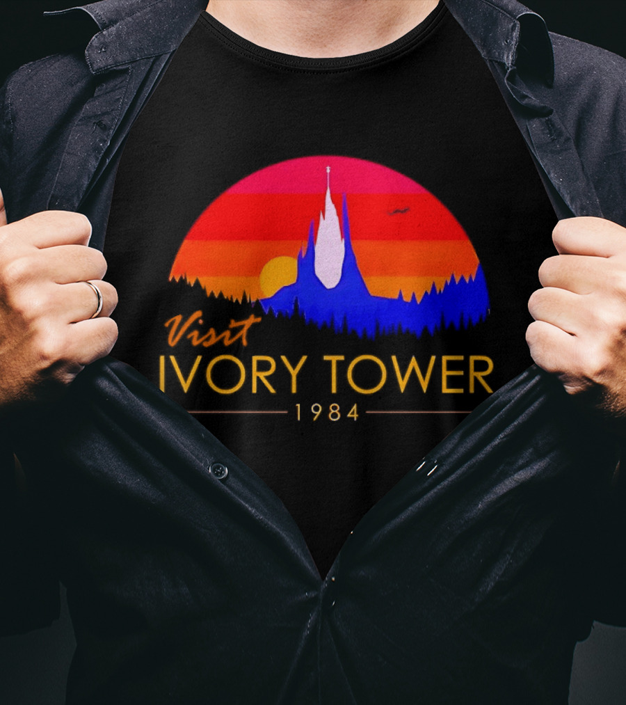 Visit Ivory Tower 1984 Sunset Silhouette The Neverending Story T-Shirt