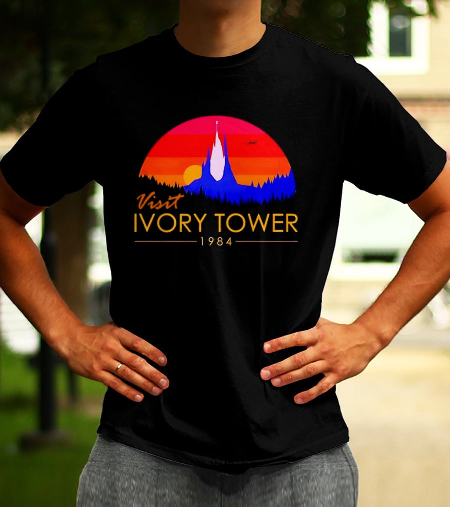 Visit Ivory Tower 1984 Sunset Silhouette The Neverending Story T-Shirt