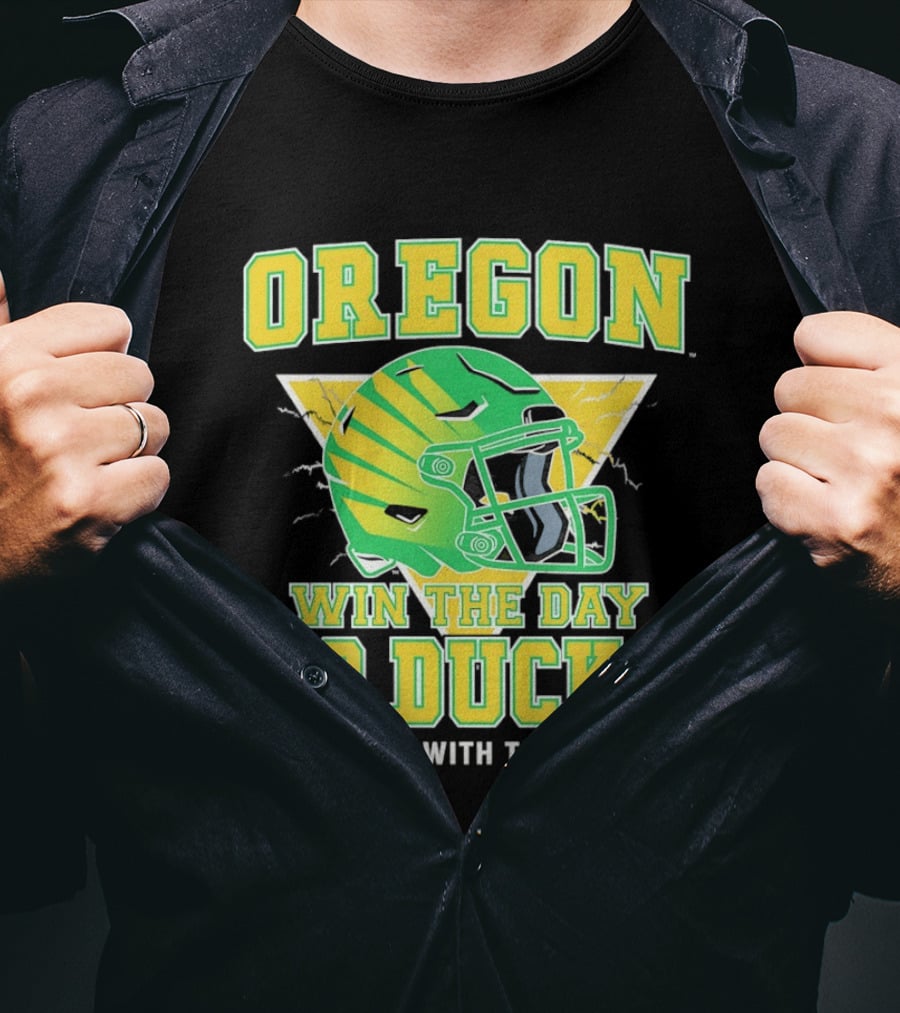 Oregon Win The Day Go Ducks Bussin' With The Boys Football Helmet T-Shirt
