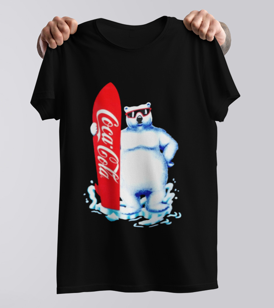1995 Coca Cola Polar Bear Surfboard Sunglasses T-Shirt