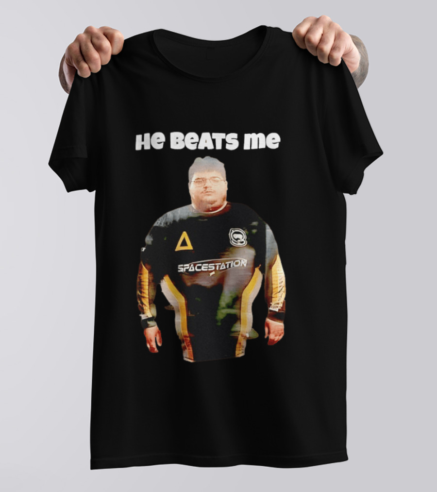 He Beats Me Spacestation Gaming Jersey T-Shirt