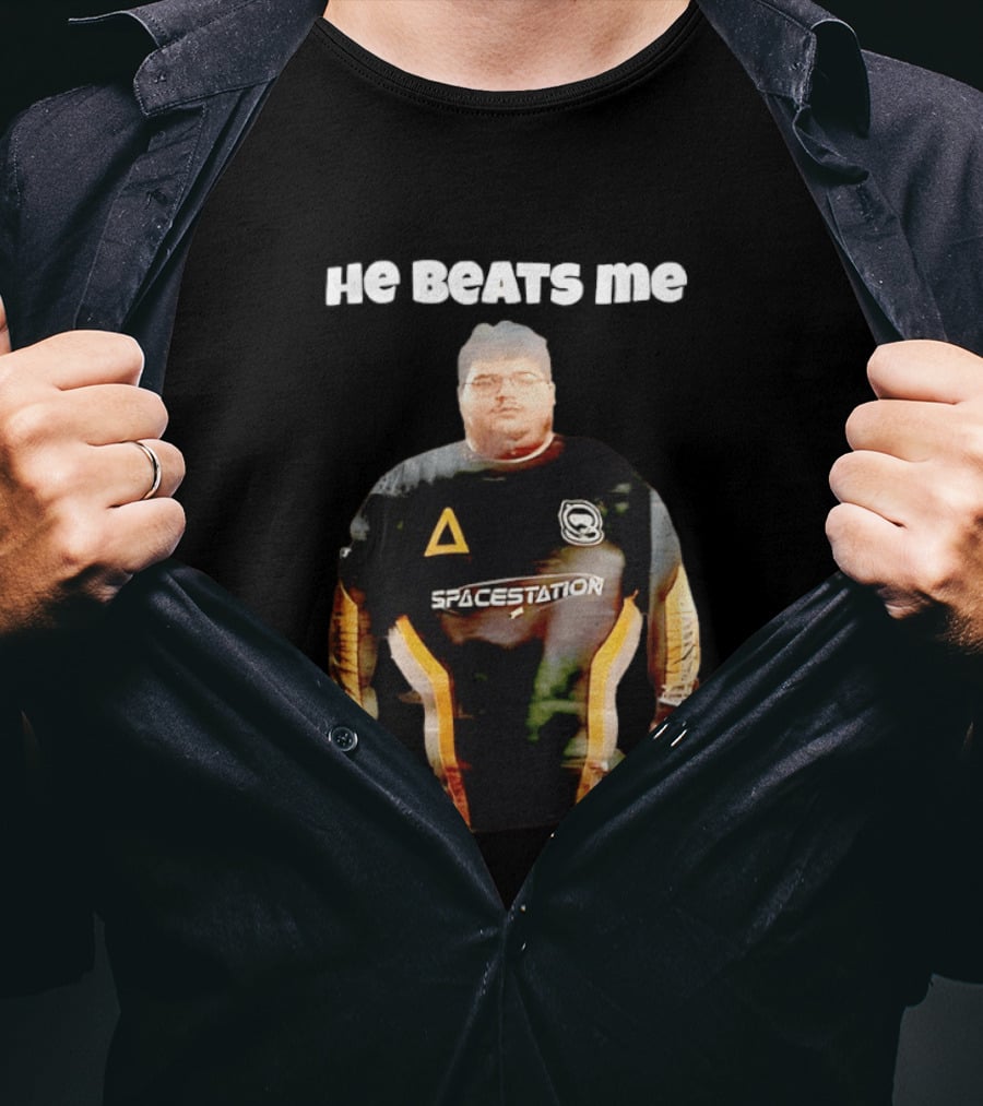 He Beats Me Spacestation Gaming Jersey T-Shirt