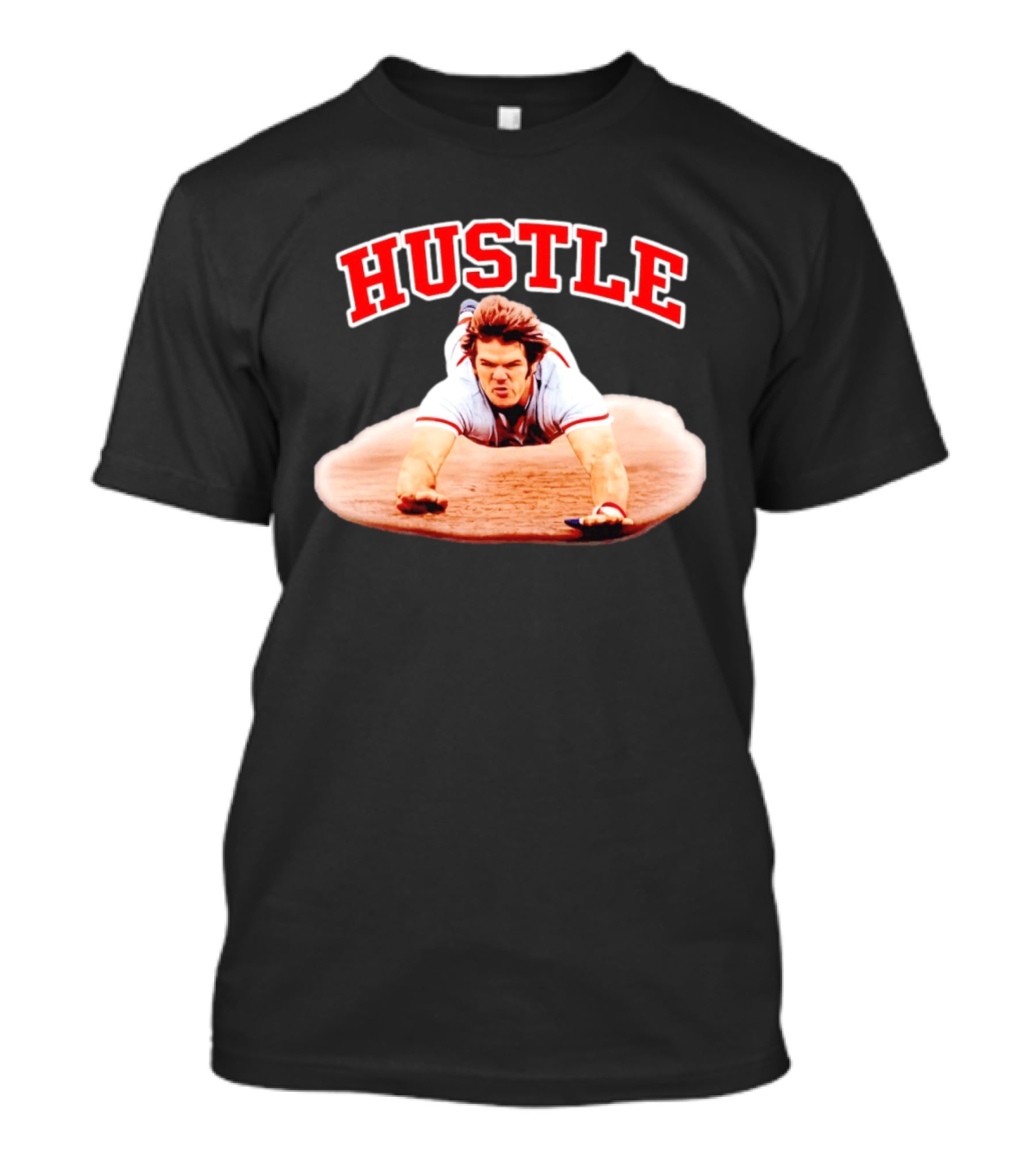 Hustle Baseball Player Diving Slide Action Image T-Shirt