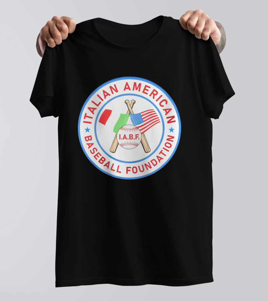 Italian American Baseball Foundation IABF Flags And Crossed Bats T-Shirt