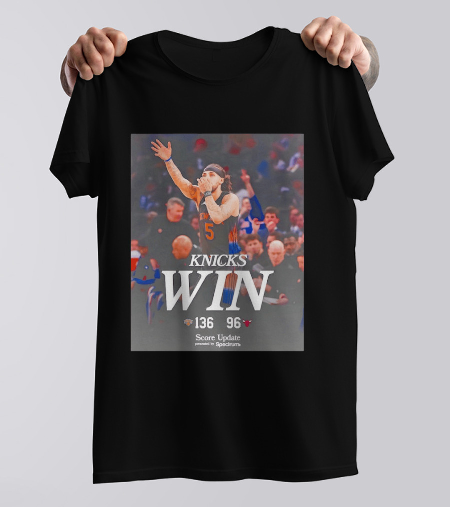 Knicks Win Jalen Brunson Celebration 136 96 Over Chicago Bulls T-Shirt