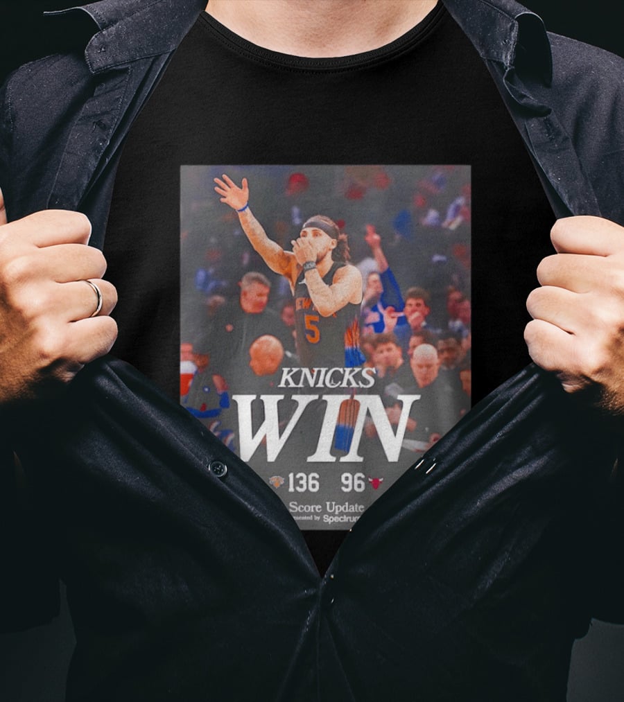 Knicks Win Jalen Brunson Celebration 136 96 Over Chicago Bulls T-Shirt