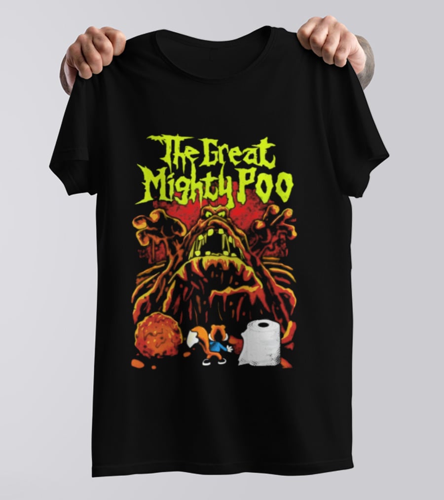 The Great Mighty Poo Animated Character With Toilet Paper And Cookie T-Shirt