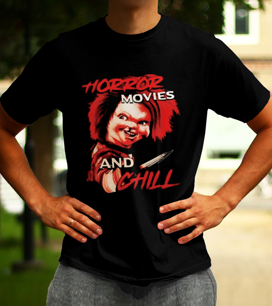 Chucky Horror Movies And Chill Knife Wielding Doll T-Shirt