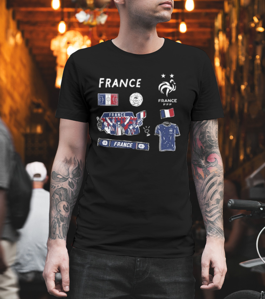 France National Team Youth Navy Cotton Pullover Soccer Fans Tricolor FFF Rooster Stars T-Shirt