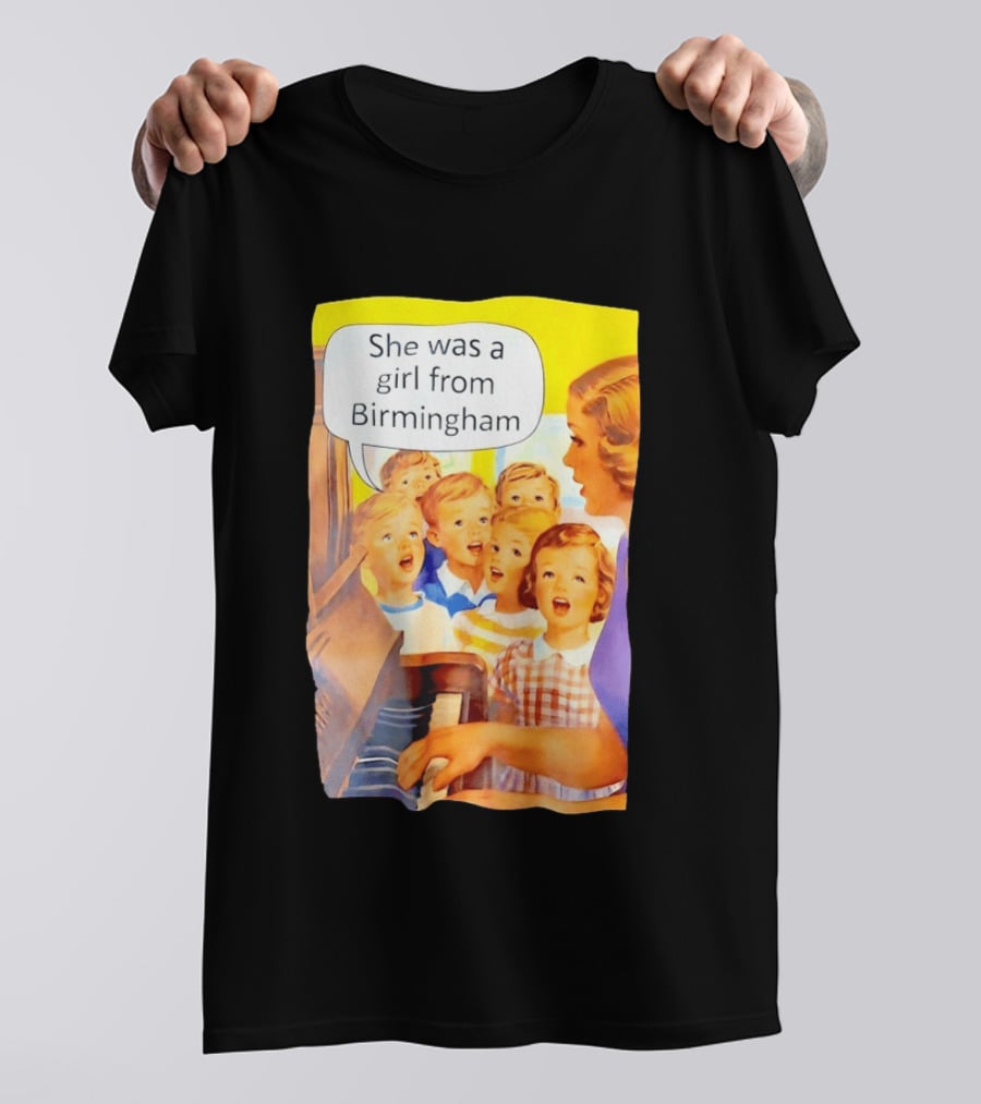 She Was A Girl From Birmingham Retro Comic Style Classroom Scene T-Shirt