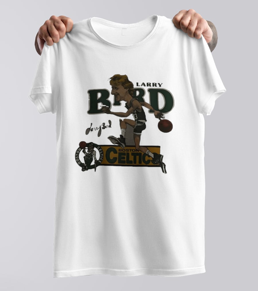 Larry Bird Boston Celtics Caricature Basketball Legends T-Shirt