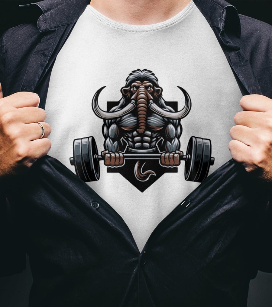 Elephant Weight Lifting Body Builder Mammoth Muscles Strength Fitness T-Shirt