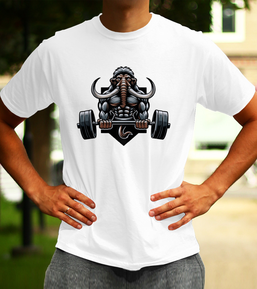 Elephant Weight Lifting Body Builder Mammoth Muscles Strength Fitness T-Shirt
