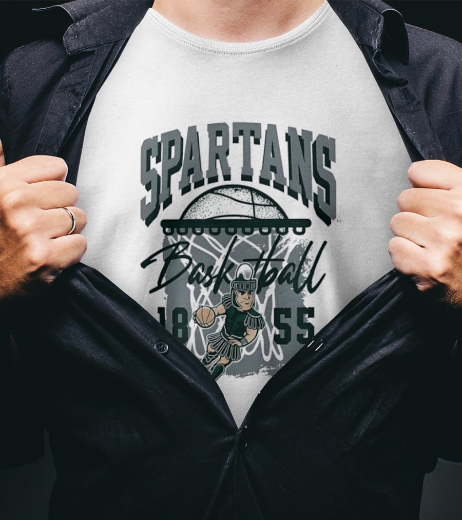 Spartans Basketball 1855 Character Slam Dunk T-Shirt