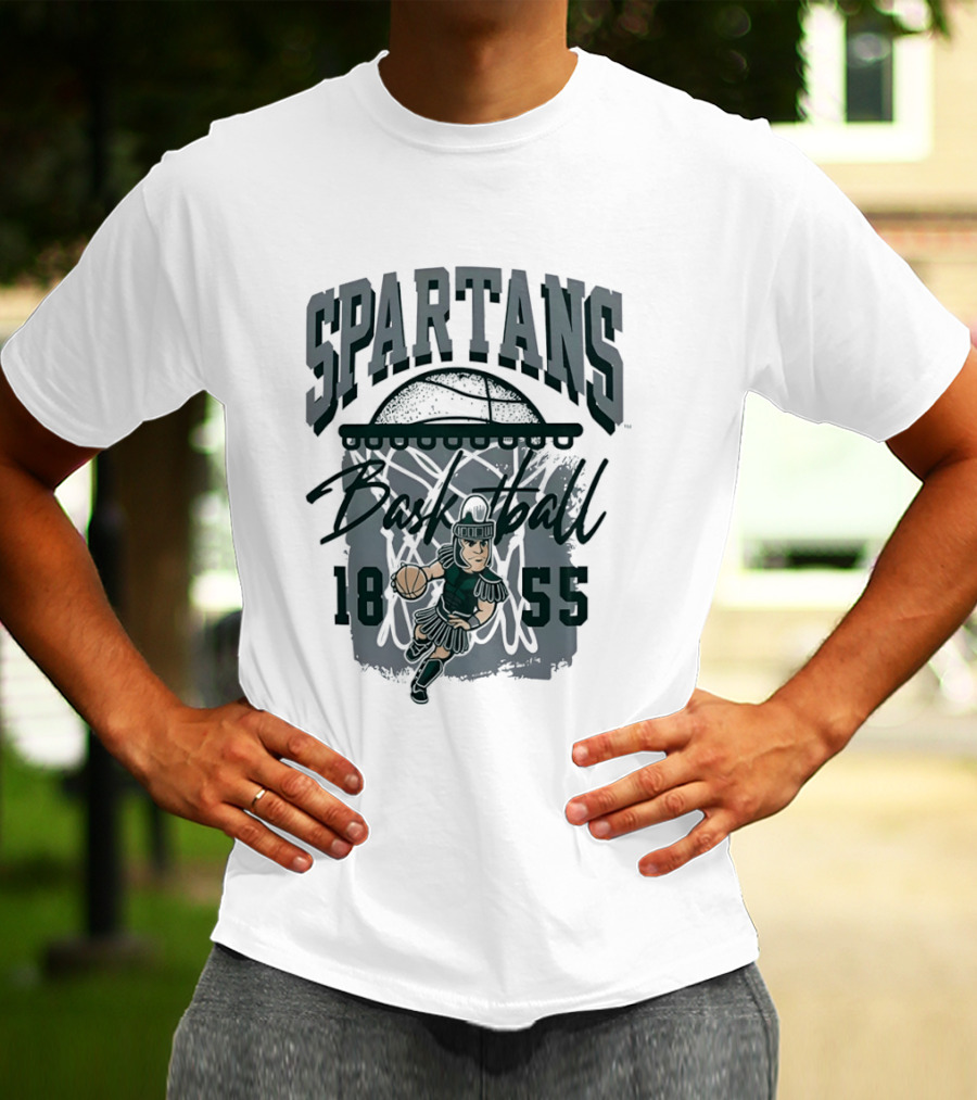 Spartans Basketball 1855 Character Slam Dunk T-Shirt