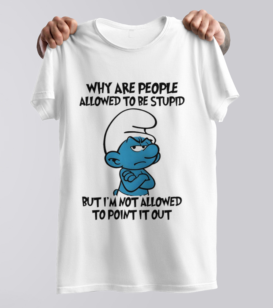 Smurfs Grumpy Character Why Are People Allowed To Be Stupid But I'm Not Allowed To Point It Out T-Shirt