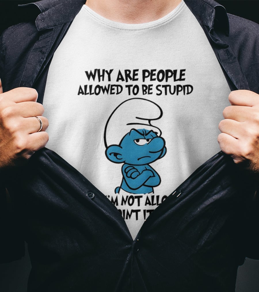 Smurfs Grumpy Character Why Are People Allowed To Be Stupid But I'm Not Allowed To Point It Out T-Shirt