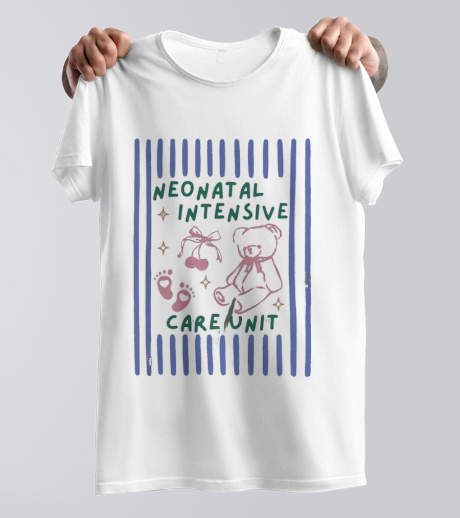 Neonatal Intensive Care Unit Pink Bear And Cherry T-Shirt