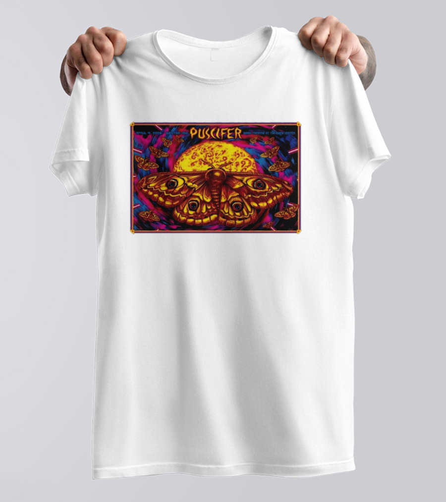 Puscifer Boston MA April 4 2026 Wang Theatre Neon Moth T-Shirt