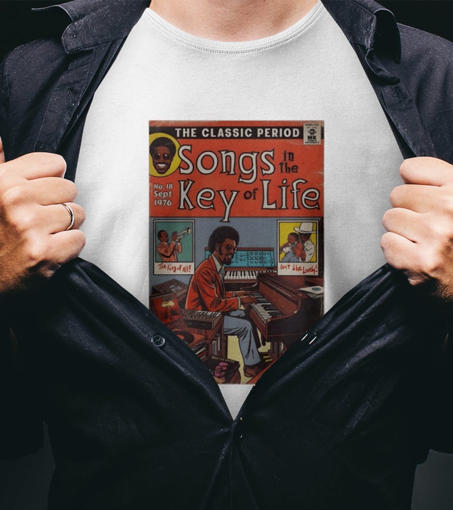 The Classic Period Songs In The Key Of Life Sept 1976 Comic Style Music Legend Iconography T-Shirt
