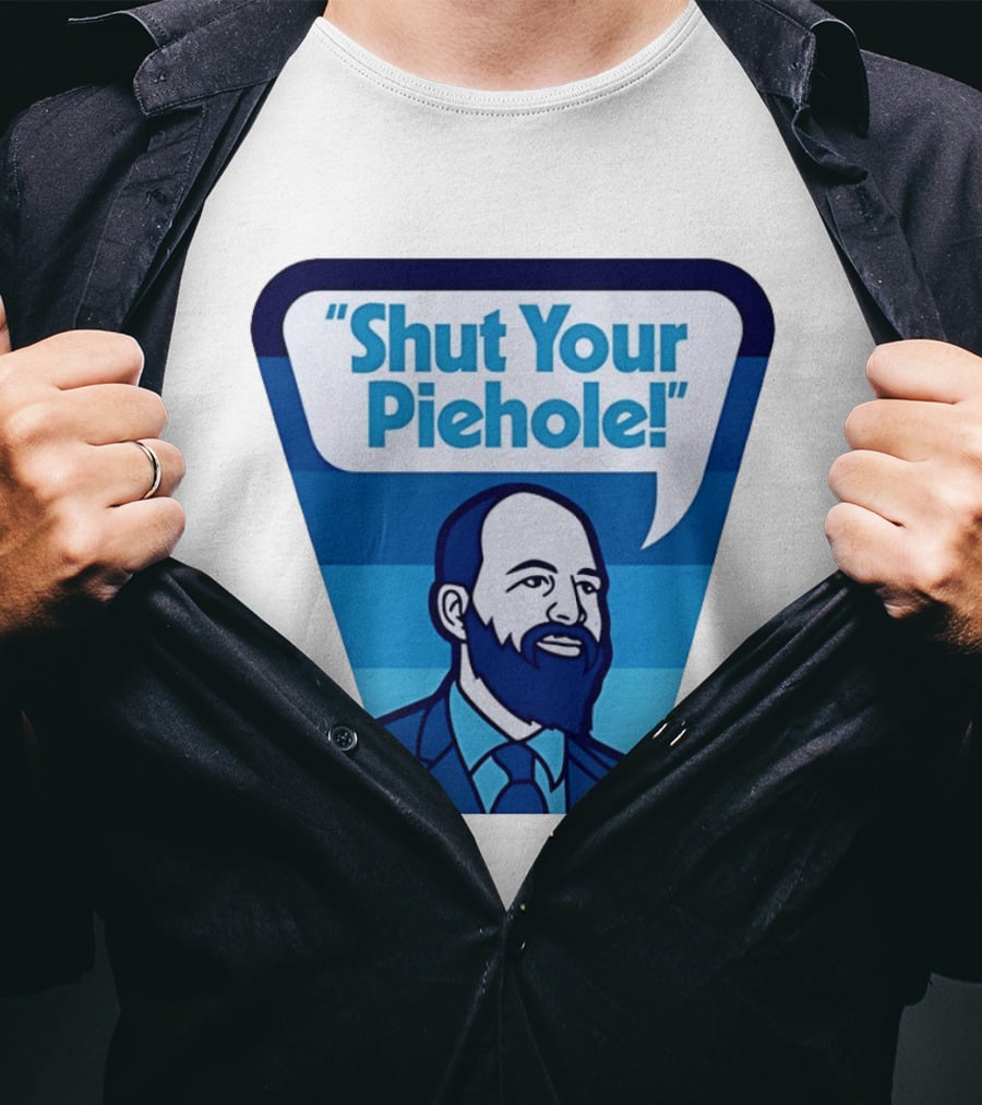 Shut Your Piehole Speech Bubble Blue Suit Beard T-Shirt