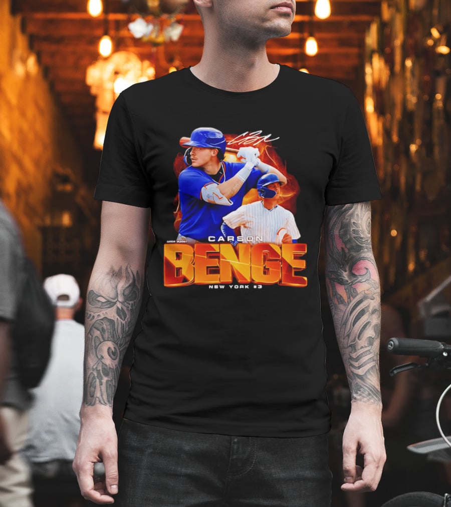 Carson Benge New York Mets NYM Baseball Collage T-Shirt