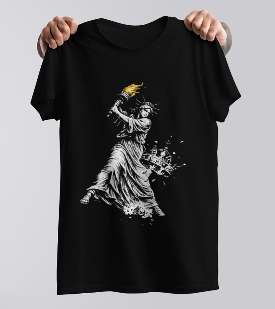 Statue Of Liberty Holding Torch Democracy No Kings Anti Trump T-Shirt
