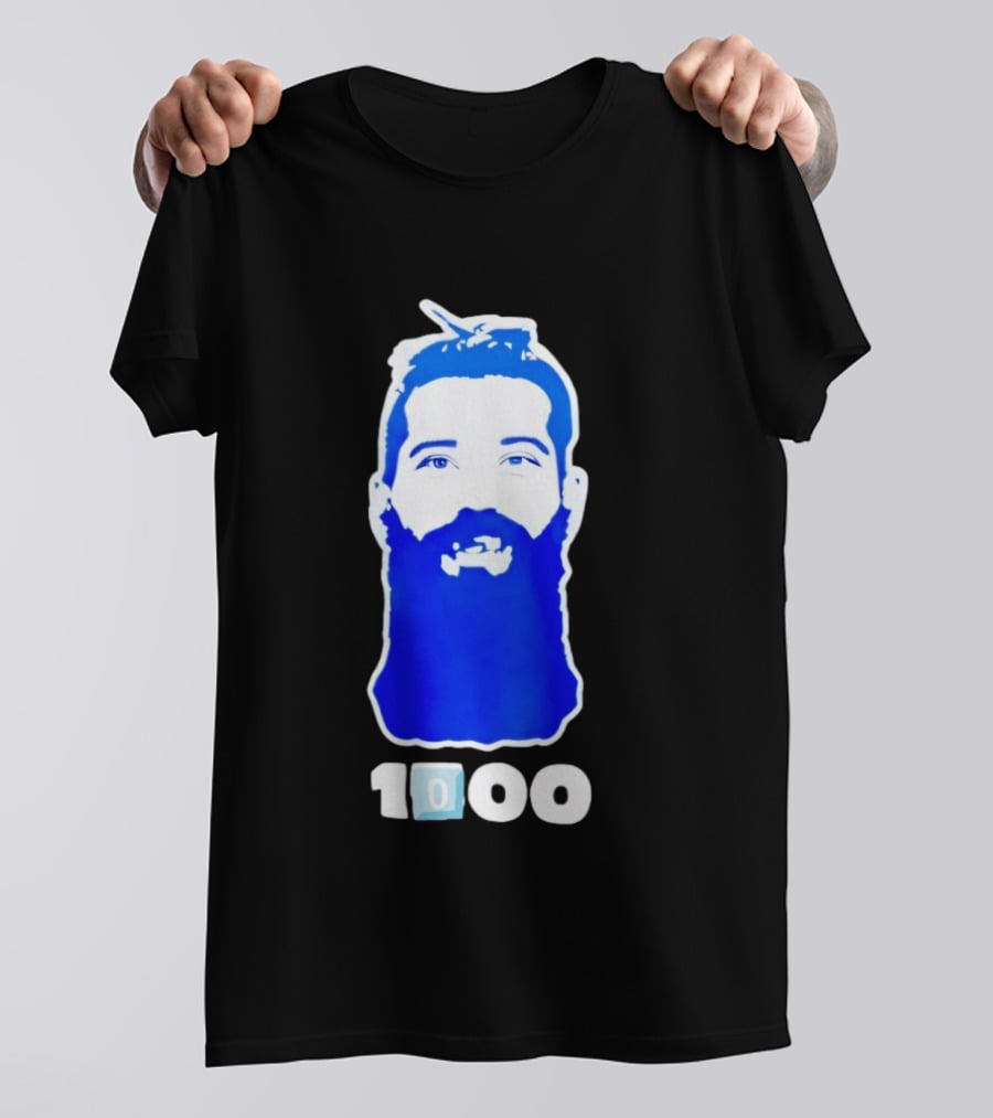 Colorado Avalanche 1000th Milestone Burnzie Blue Beard T-Shirt