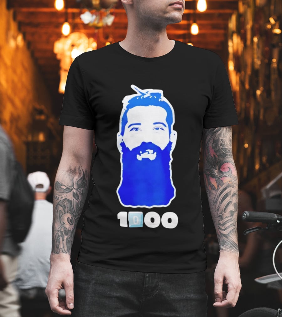 Colorado Avalanche 1000th Milestone Burnzie Blue Beard T-Shirt