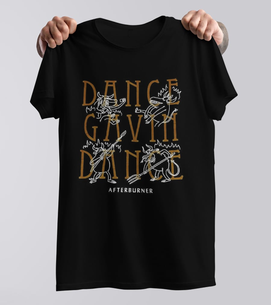 Dance Gavin Dance Afterburner Text Distressed Yellow Band Merch T-Shirt