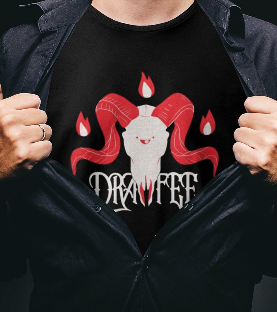 Drawfee Metal Goat Skull Flames T-Shirt