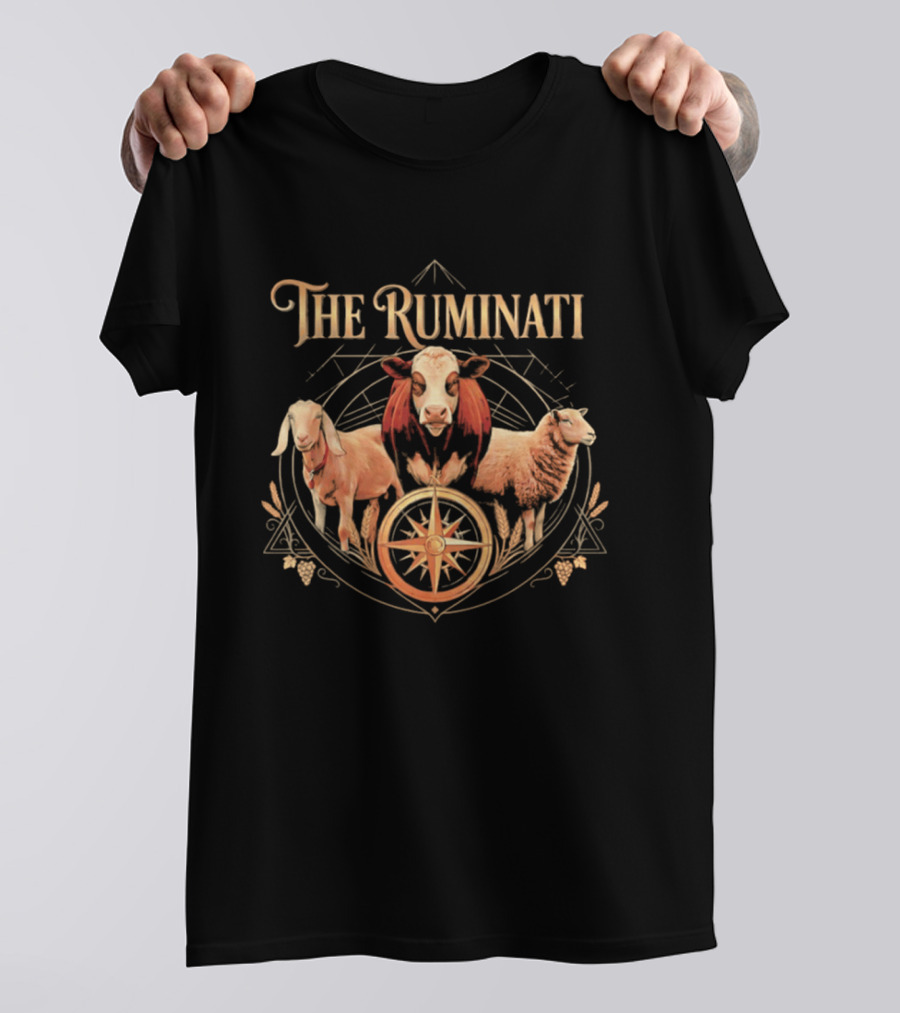 The Ruminati Goat Cow Sheep Conspiracy Triangle With Wheel T-Shirt