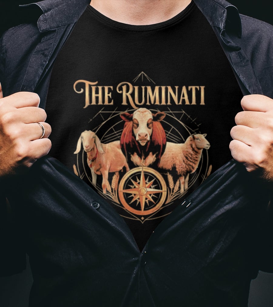 The Ruminati Goat Cow Sheep Conspiracy Triangle With Wheel T-Shirt