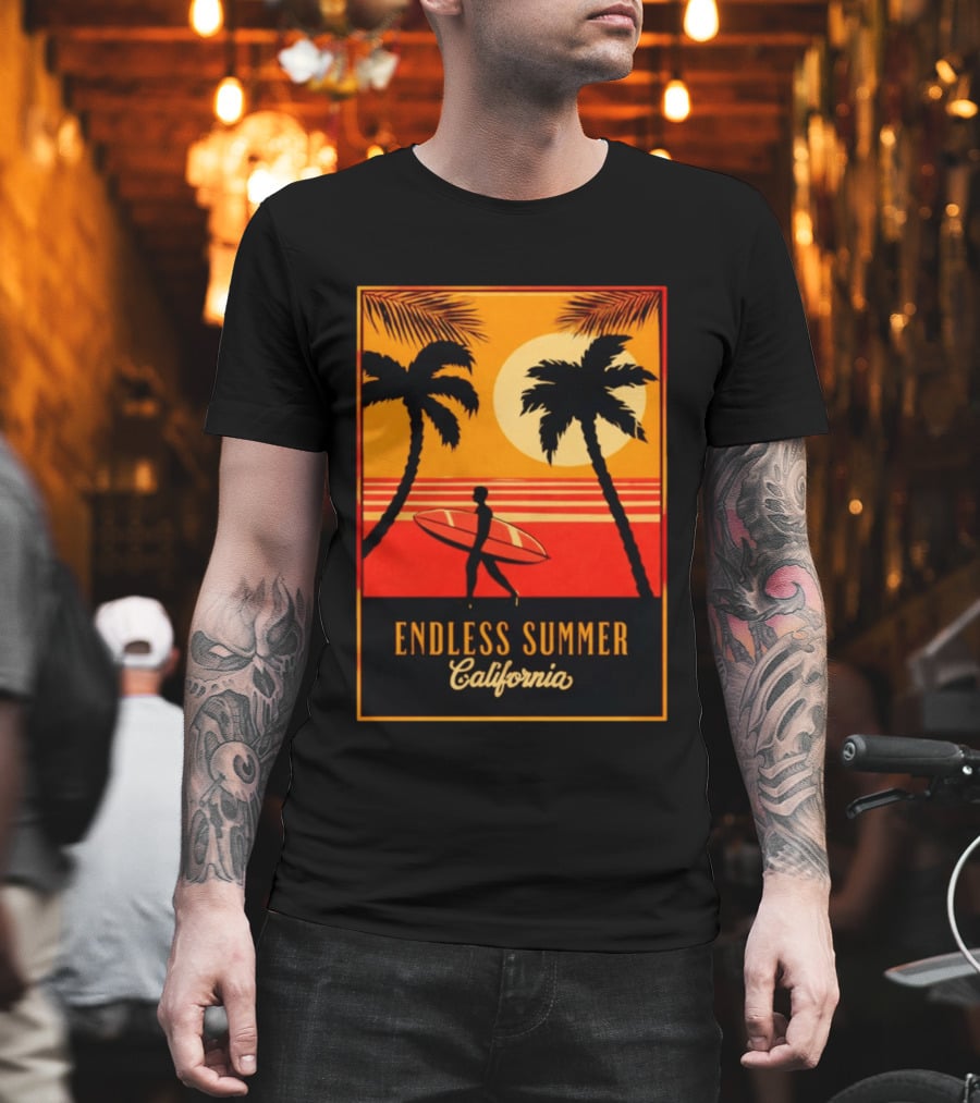 Endless Summer California Sunset Surfer Scene T-Shirt