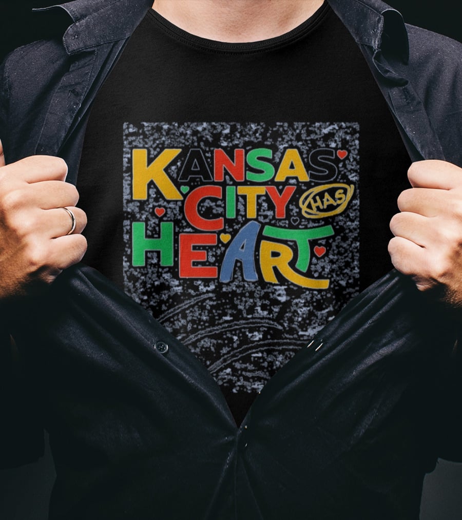 Kansas City Has Heart Colorful Typography With Hearts T-Shirt