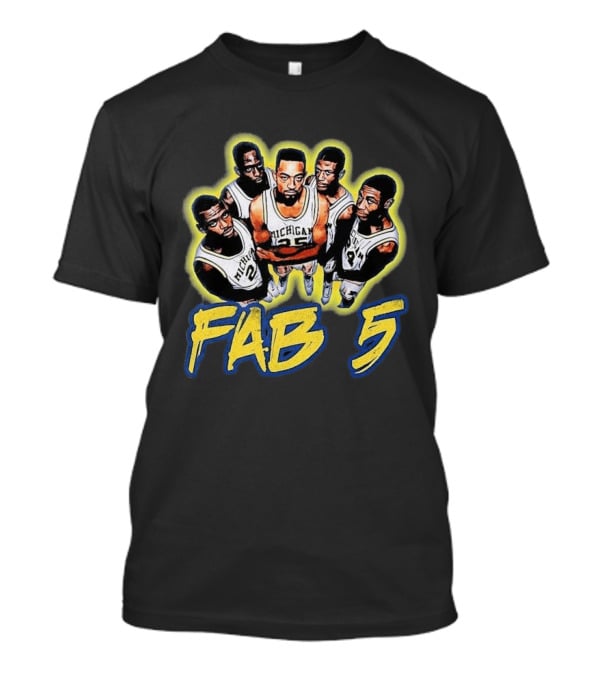 Michigan Basketball Fab 5 Vintage Team Jersey Crew T-Shirt