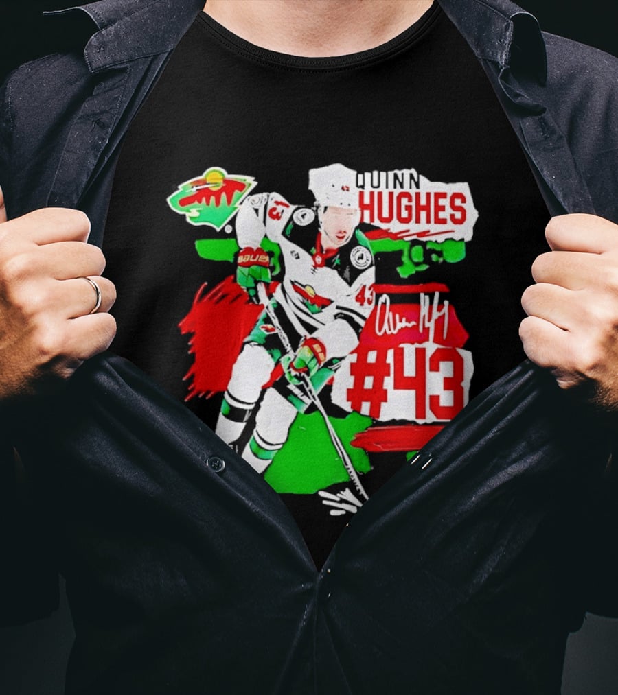 Quinn Hughes 43 Minnesota Wild Fresh Ice Hockey Player T-Shirt