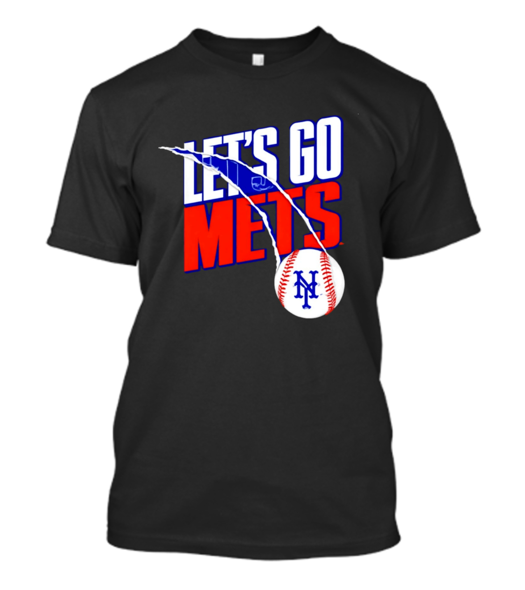 New York Mets Let's Go Mets Baseball Royal Splitter T-Shirt
