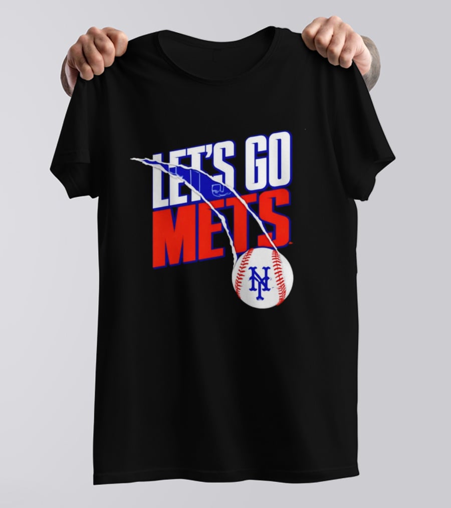 New York Mets Let's Go Mets Baseball Royal Splitter T-Shirt