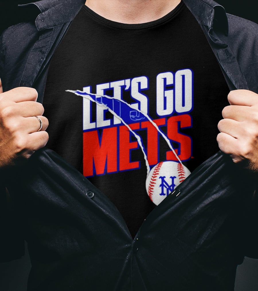 New York Mets Let's Go Mets Baseball Royal Splitter T-Shirt