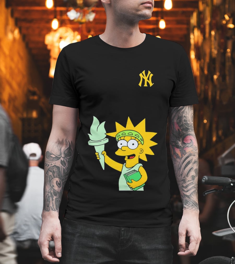 New York Yankees Simpsons Lisa Statue Of Liberty 2026 Iconic Collaboration T-Shirt