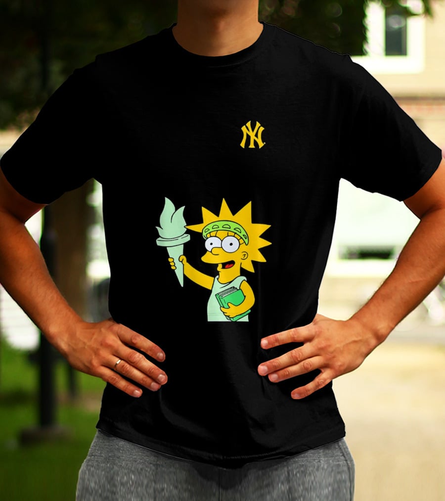 New York Yankees Simpsons Lisa Statue Of Liberty 2026 Iconic Collaboration T-Shirt