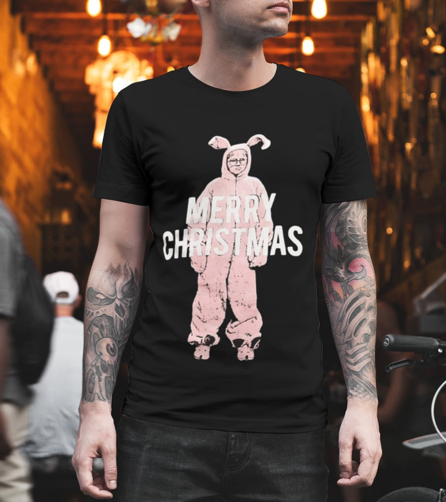 Merry Christmas Ralphie Pink Bunny Costume T-Shirt