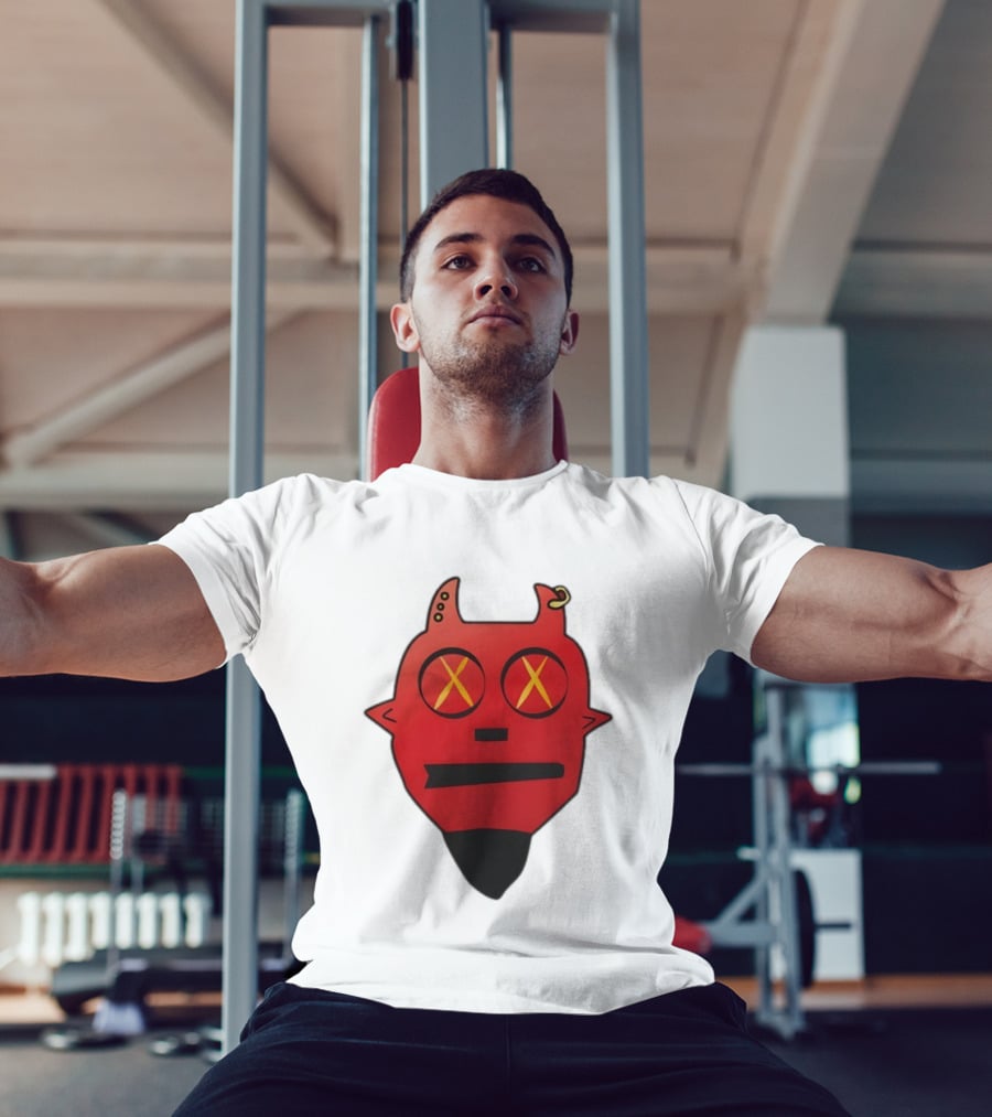 Handsome Devil Red Cartoon Face With Cross Eyes And Earring T-Shirt